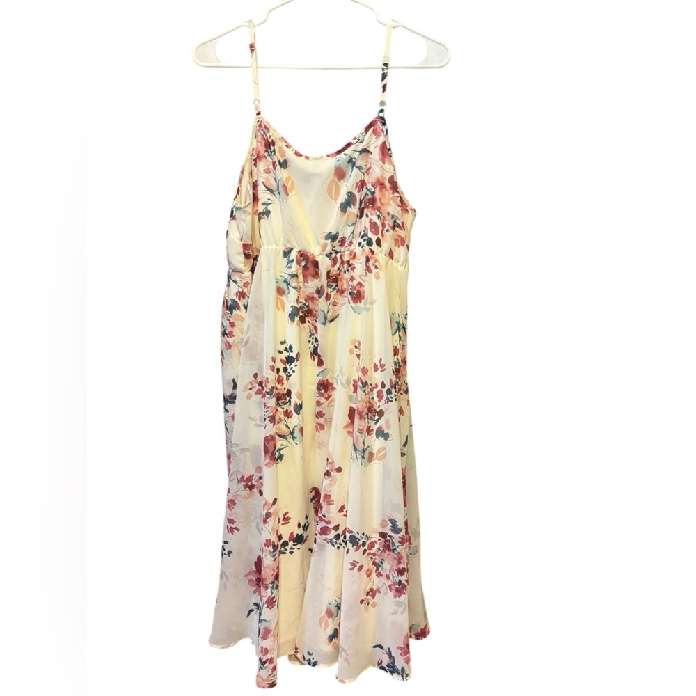 NWT‎ Torrid Women's Floral Midi Chiffon Pleated Dress White/Pinks Size 0 - Picture 8 of 9